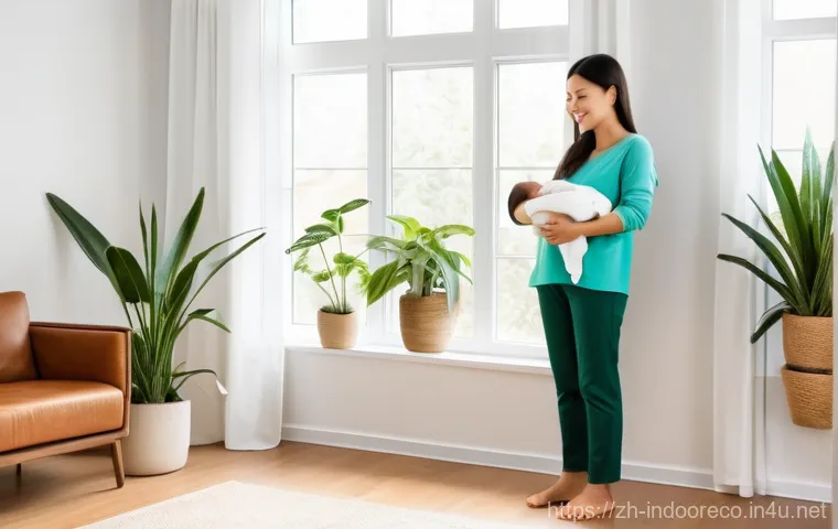 친환경적인 공기질 관리 방법 - **Prompt for "Renovation Sickness" and Natural Mineral Purification:**
    "A cozy, sunlit living ro...