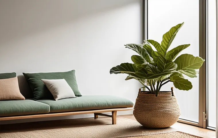 자연친화적인 실내 공간 만들기 - **Prompt:** An artfully arranged interior space showcasing creative plant aesthetics. Focus on a cor...