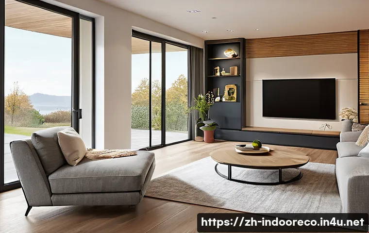 에너지 절약형 실내 생태계 구성 - **Prompt 1: Intelligent Home Comfort & Convenience**
    A contemporary and elegant living room in a...