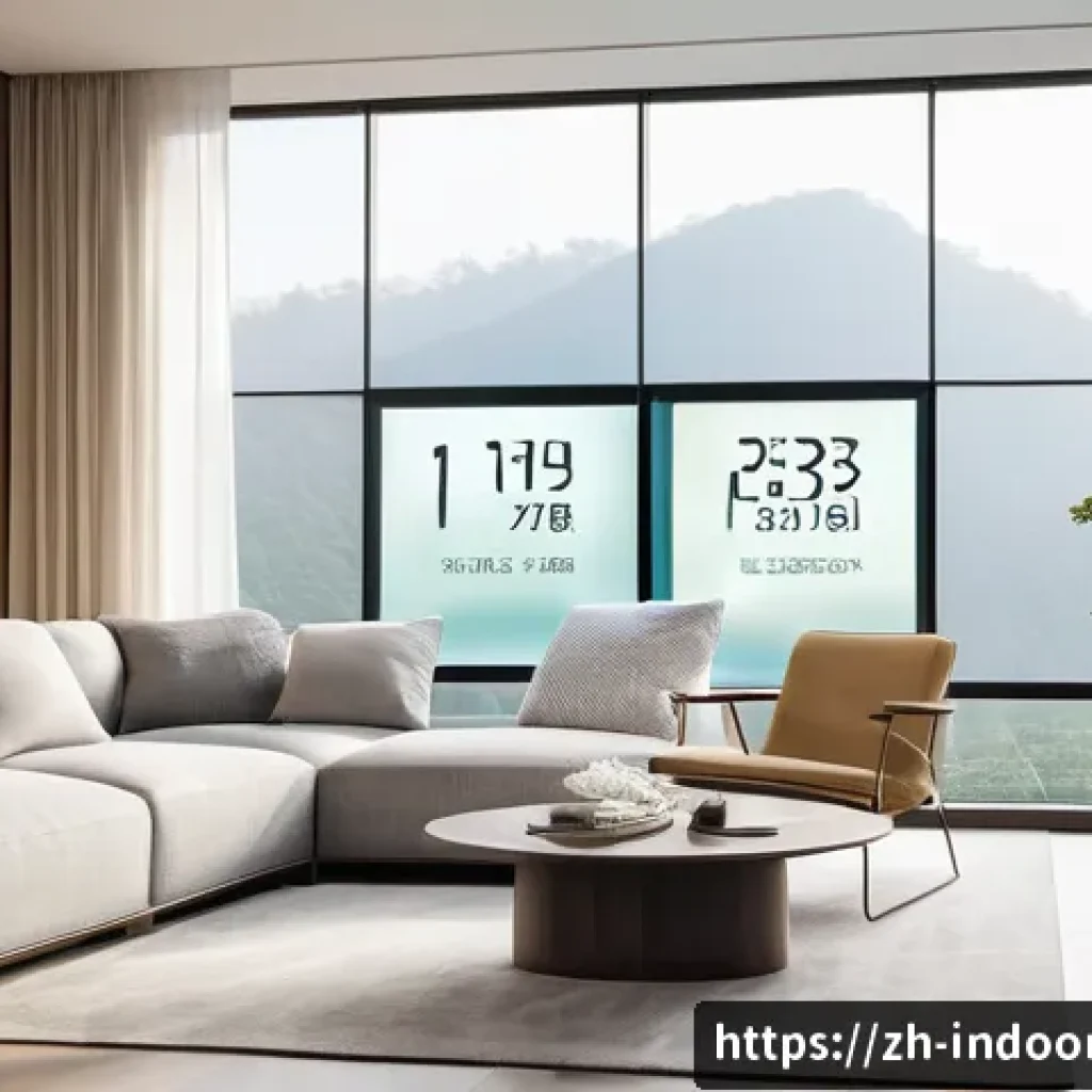 실내 미생물의 역할 - A modern, cozy living room interior with large open windows showing fresh air flowing inside, sunlig...
