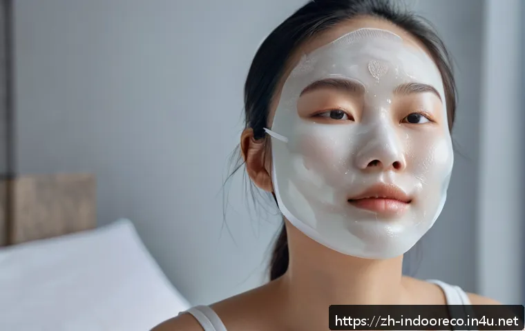 습도와 피부 건강 - A detailed close-up portrait of a young East Asian woman with flawless skin, wearing a light hydrati...